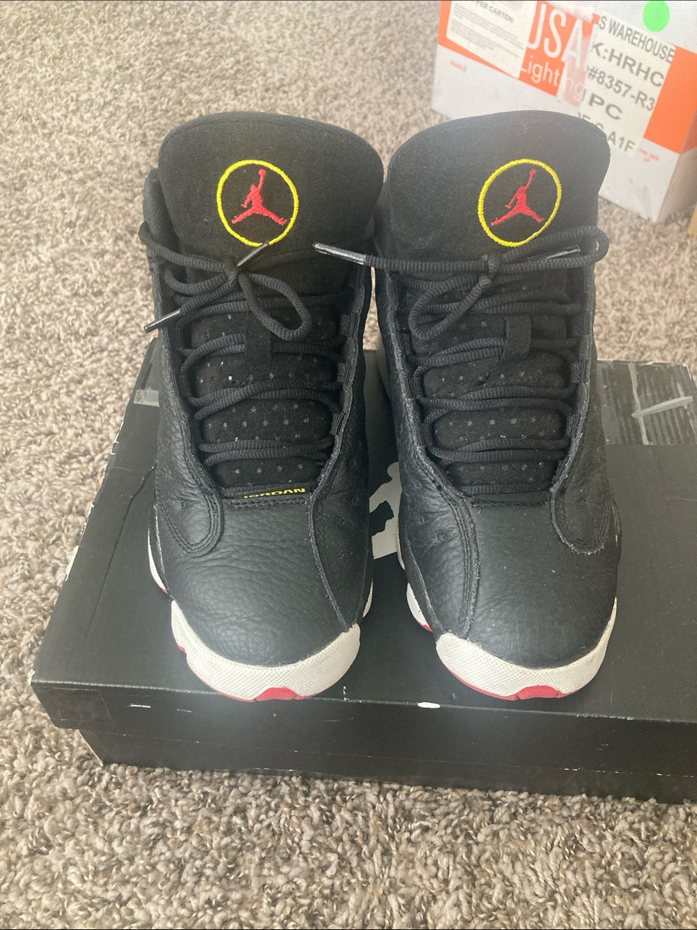 Jordan Kids Black/Red/Yellow High-Top Sneakers